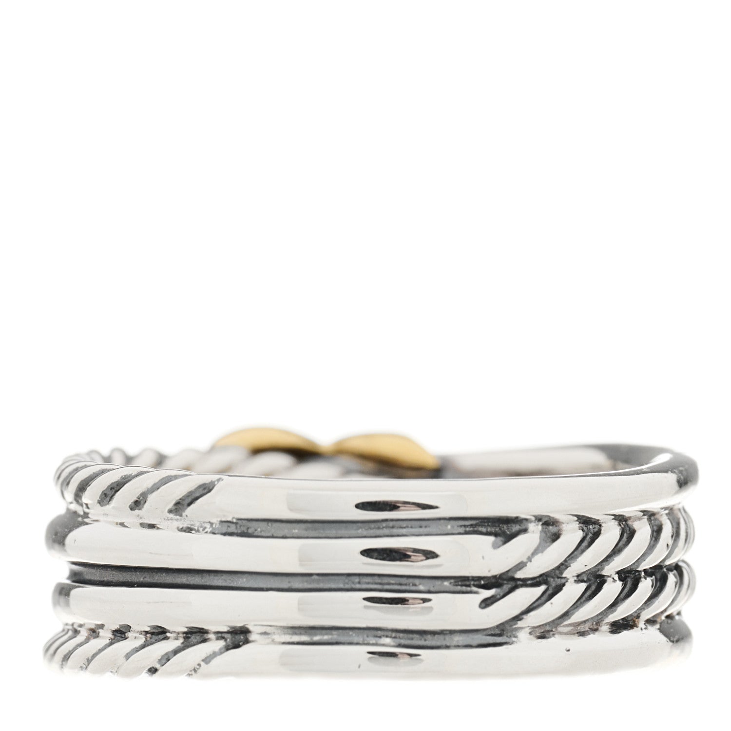 David Yurman Sterling Silver 18K Yellow Gold 6mm X Crossover Ring 50 5.5 4 of 4