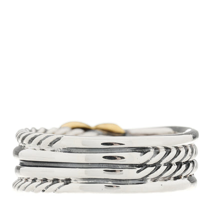 David Yurman Sterling Silver 18K Yellow Gold 6mm X Crossover Ring 50 5.5 4 of 4