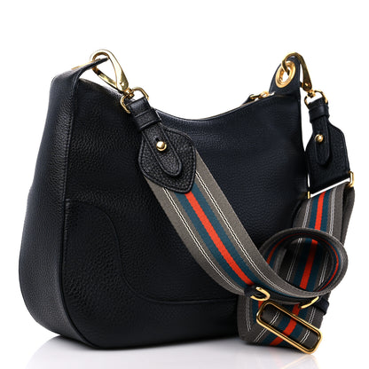 Prada Vitello Daino Zippered Messenger Hobo Black 3 of 8