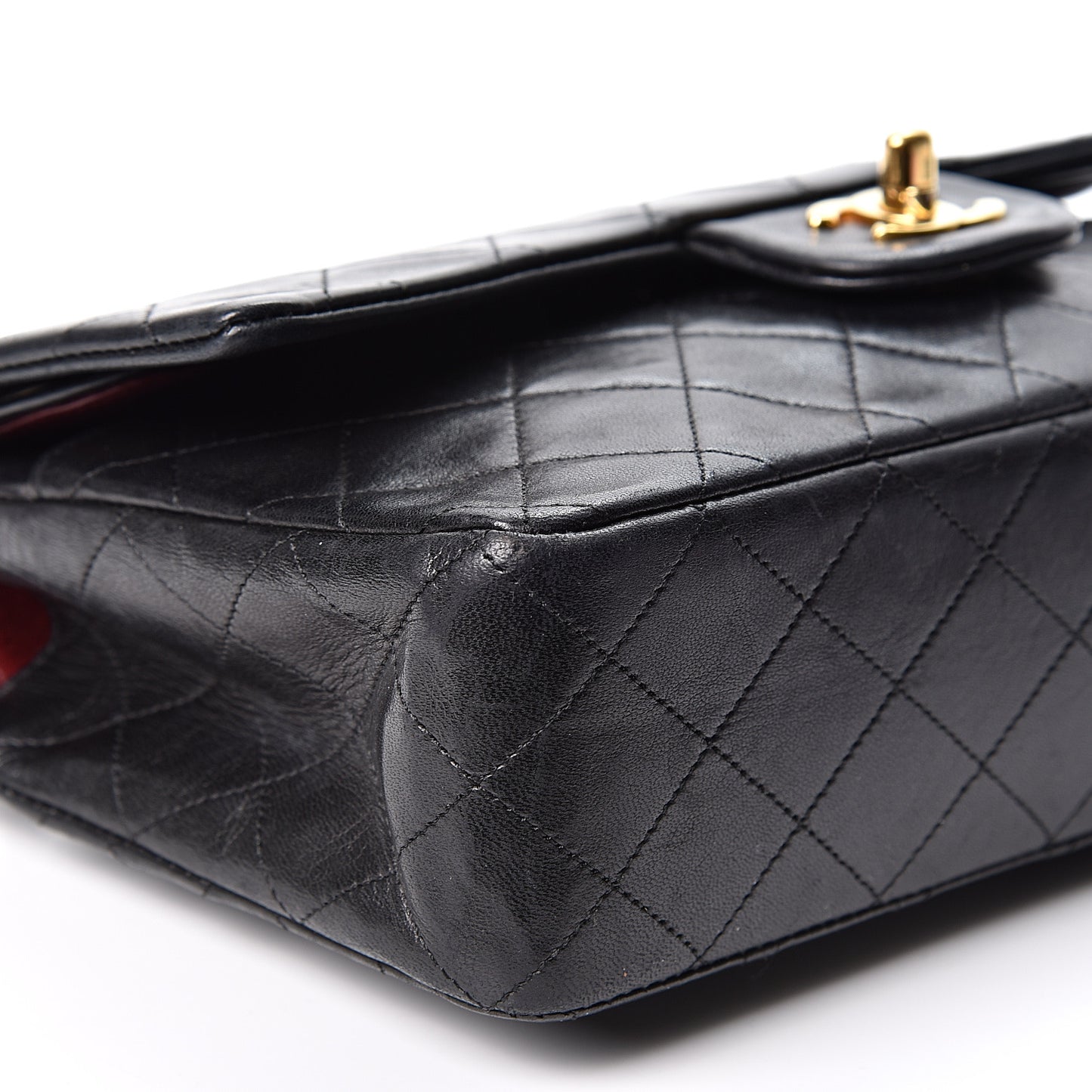 Lambskin Quilted Medium Double Flap Black