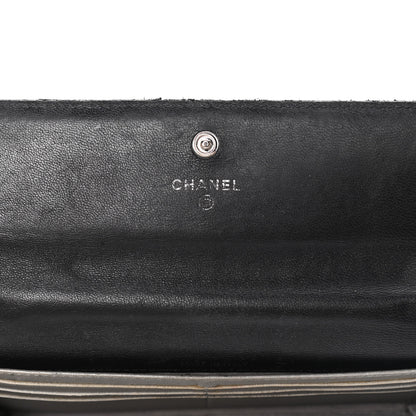 Chanel Lambskin Embossed Camellia Large Gusset Flap Wallet Black 6 of 7