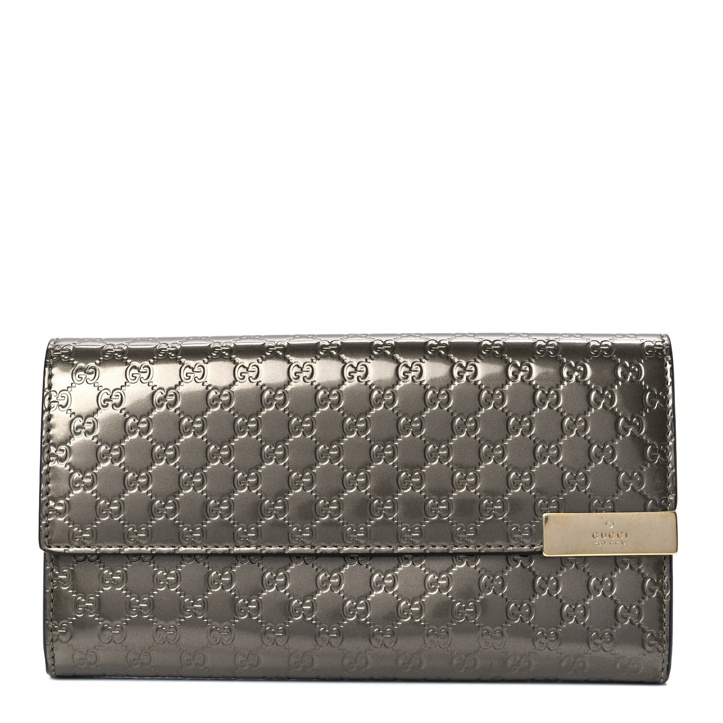 Metallic Microguccissima Dice Continental Wallet Golden Beige