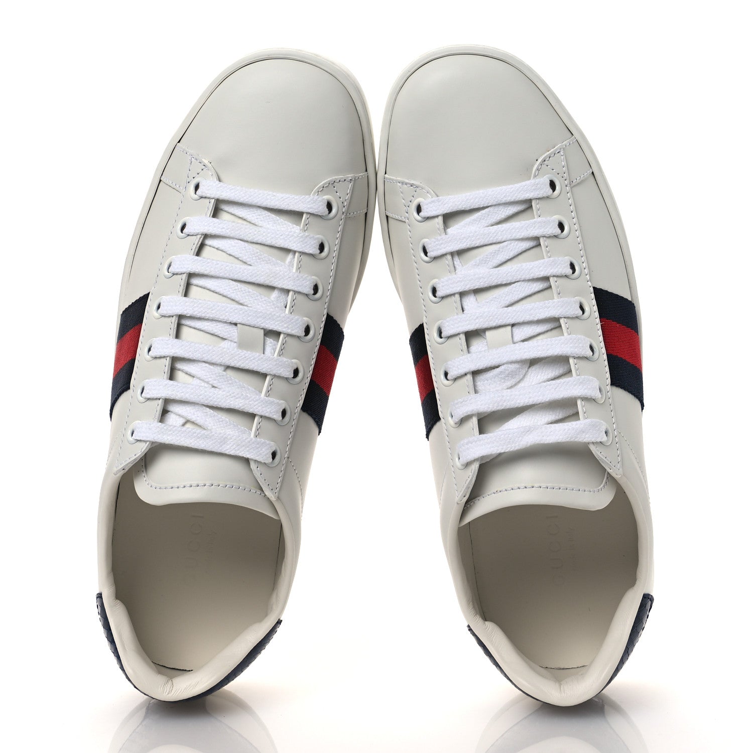 Gucci Calfskin Ayers Web Womens Ace Sneakers 37.5 White Blue 2 of 11