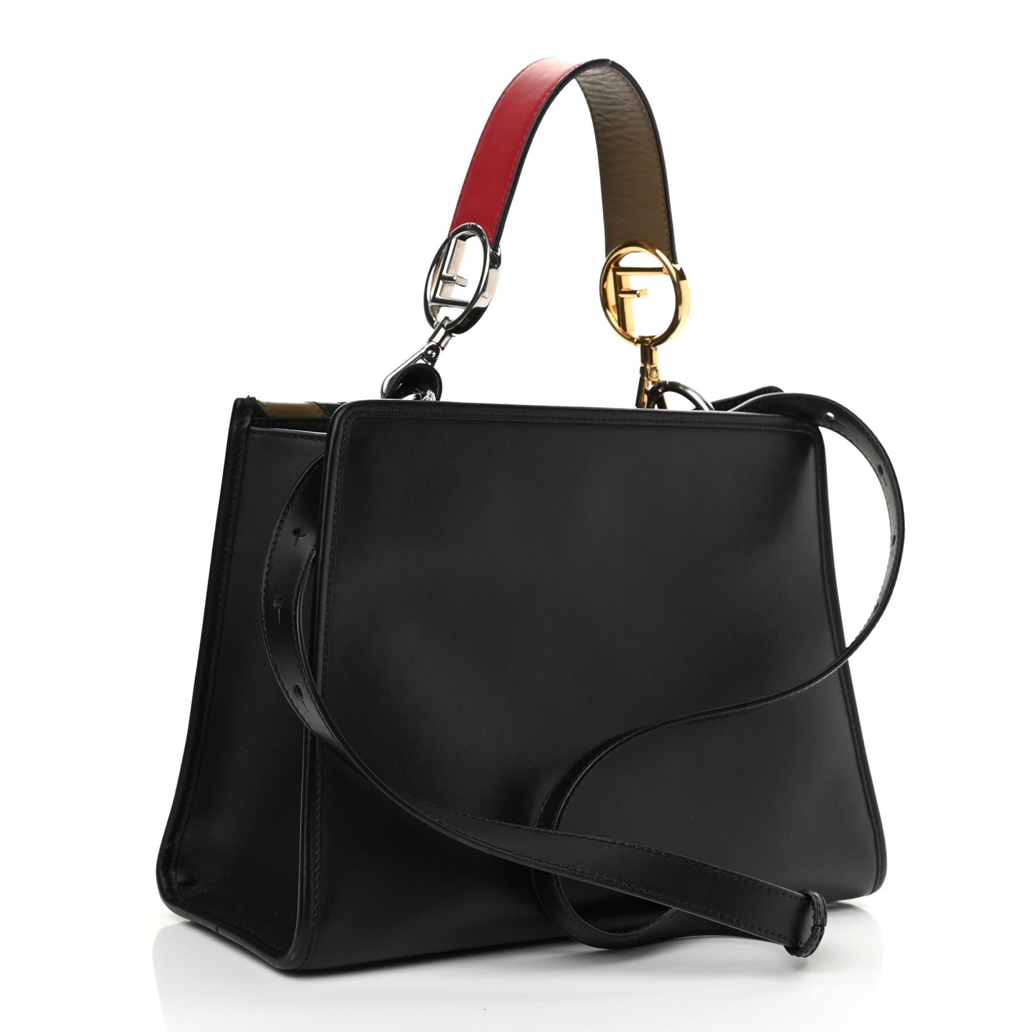 Vitello Century F is Fendi FF Diagonal Inlay Small Runaway Satchel Fango Black Fragola