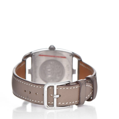 Hermes Stainless Steel Swift 33mm Cape Cod Tonneau Quartz Watch Etoupe 4 of 11
