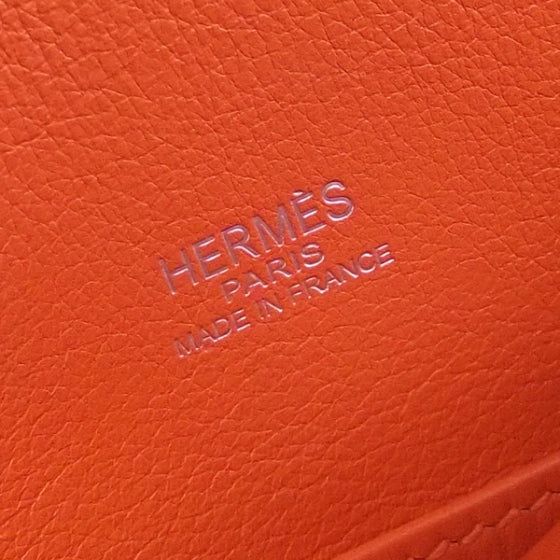 Box Leather Kelly Cut Clutch Orange