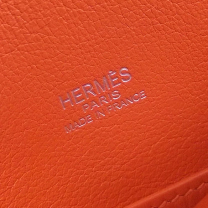 Hermes Box Leather Kelly Cut Clutch Orange 6 of 8
