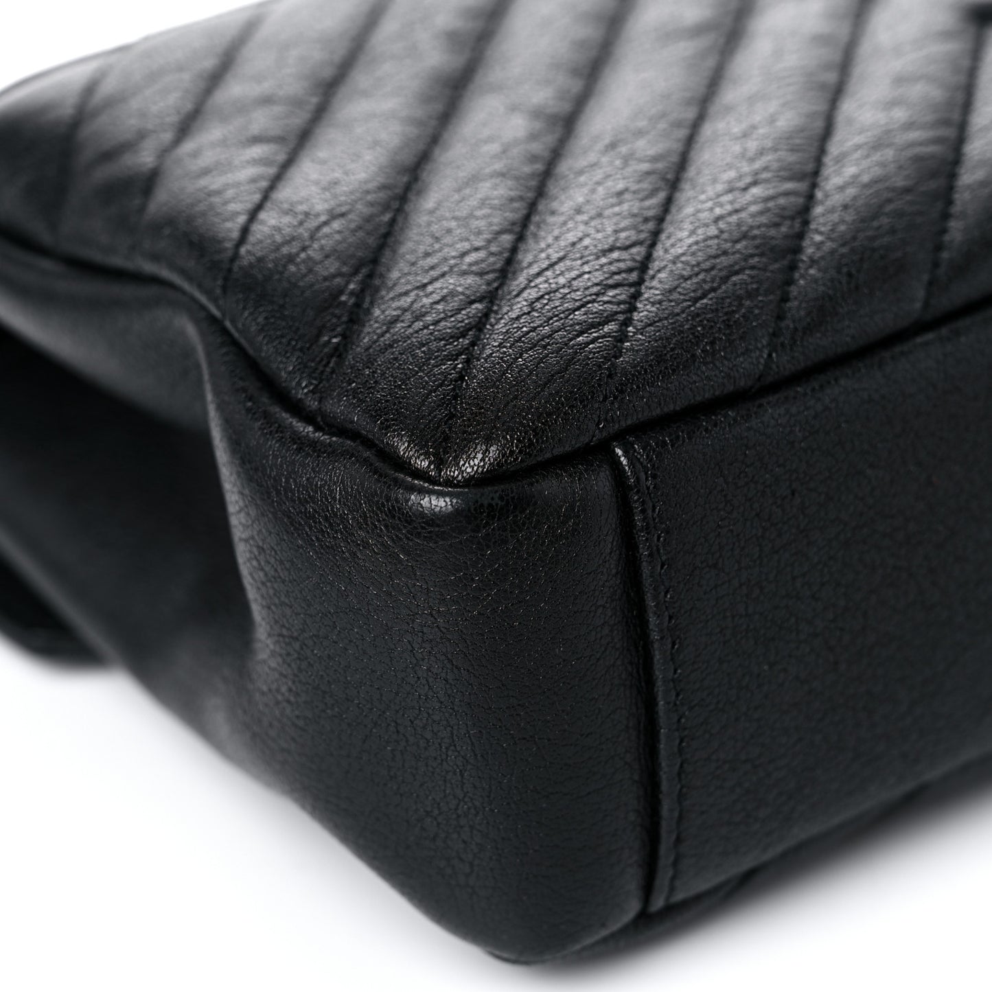 Sheepskin Matelasse Chevron Monogram Monochrome Medium College Bag Black