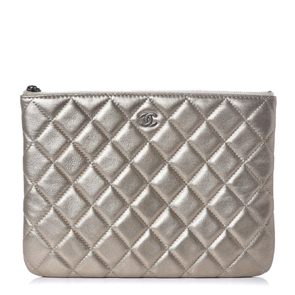 Chanel Metallic Lambskin Quilted Medium Cosmetic Case Gold 1 of 8