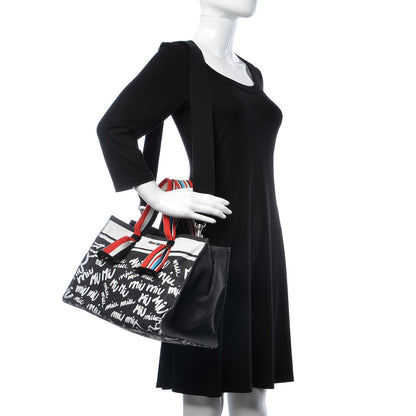 Miu Miu Denim Logo Shopping Tote Black 2 of 8