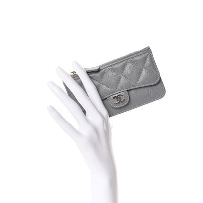 Chanel Caviar Quilted Flap Zip Card Holder Grey 2 of 10