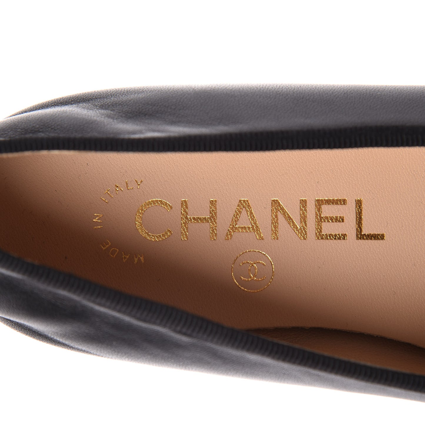 Lambskin Patent CC Cap Toe Ballerina Flats 35 Black