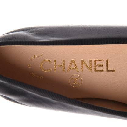 Chanel Lambskin Patent CC Cap Toe Ballerina Flats 35 Black 6 of 9