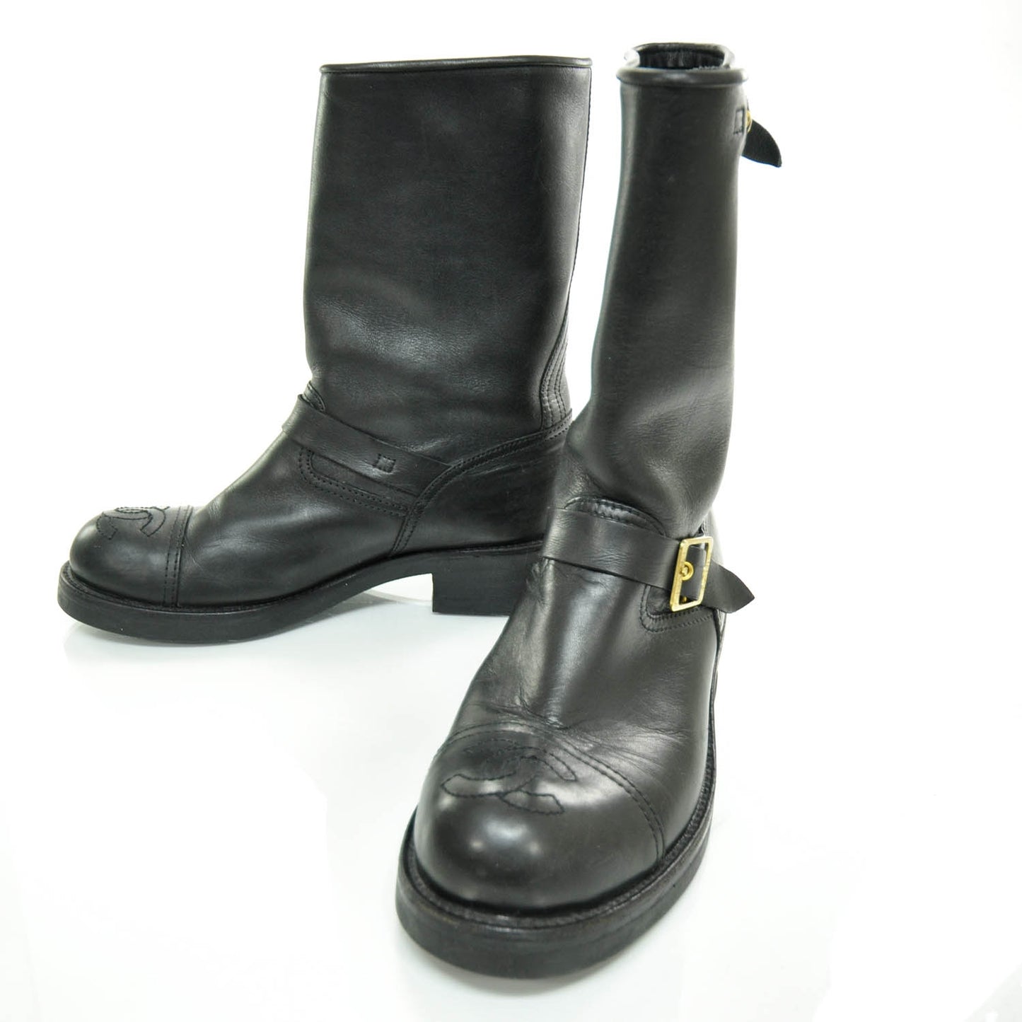Leather Motorcycle Boots 40 Black