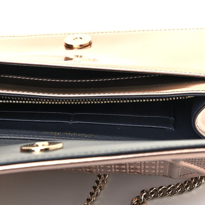 Christian Dior Metallic Patent Micro-Cannage Diorama Wallet on Chain Pouch Gold 4 of 4