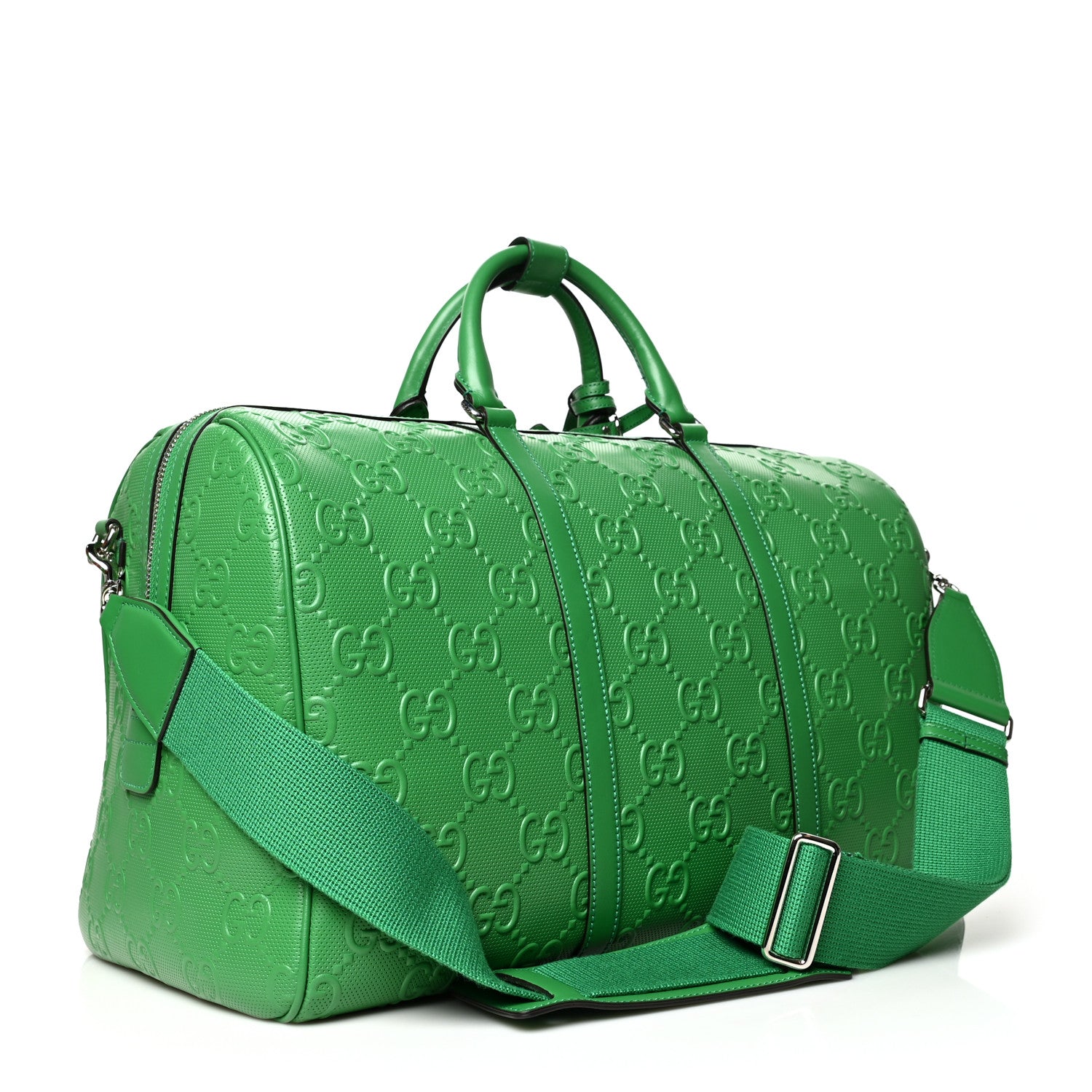 Gucci Calfskin GG Tennis Embossed Duffle Bag New Shamarock 2 of 12