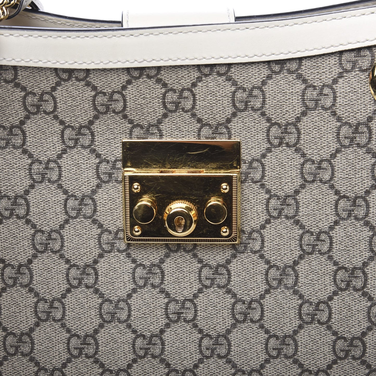 GG Supreme Monogram Medium Padlock Tote White