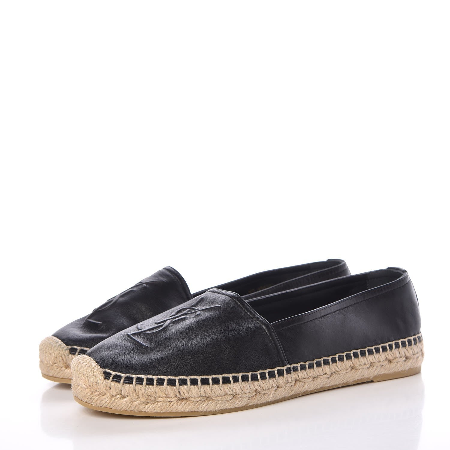 Saint Laurent Lambskin Monogram Espadrilles 37.5 Black 3 of 10