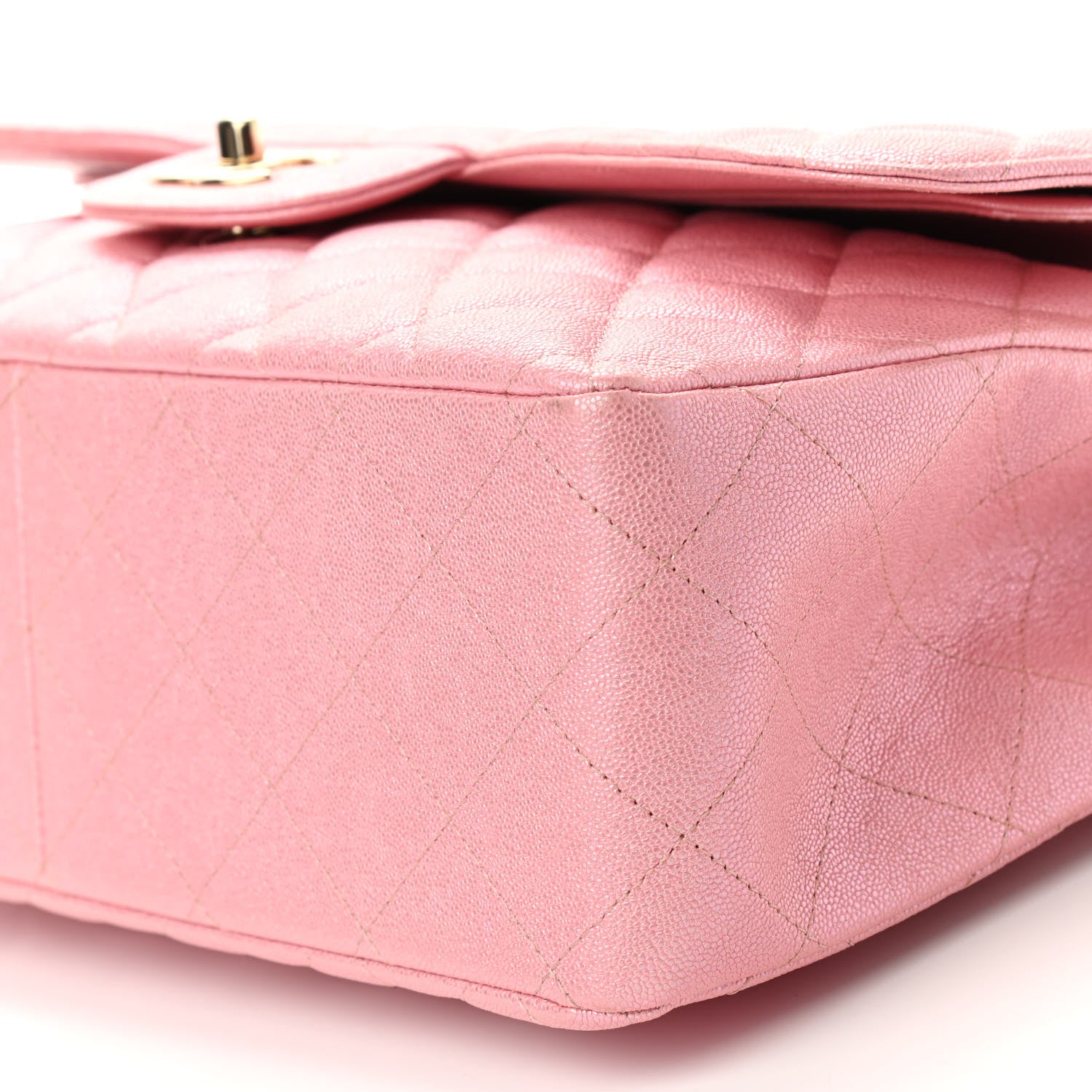 Chanel Iridescent Caviar Quilted Jumbo Double Flap Rose Pink 9 of 10
