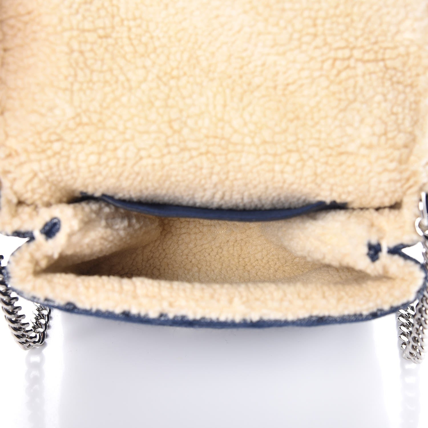 Stella McCartney Denim Eco Shearling Quilted Small Beckett Shoulder Bag Blue 5 of 7