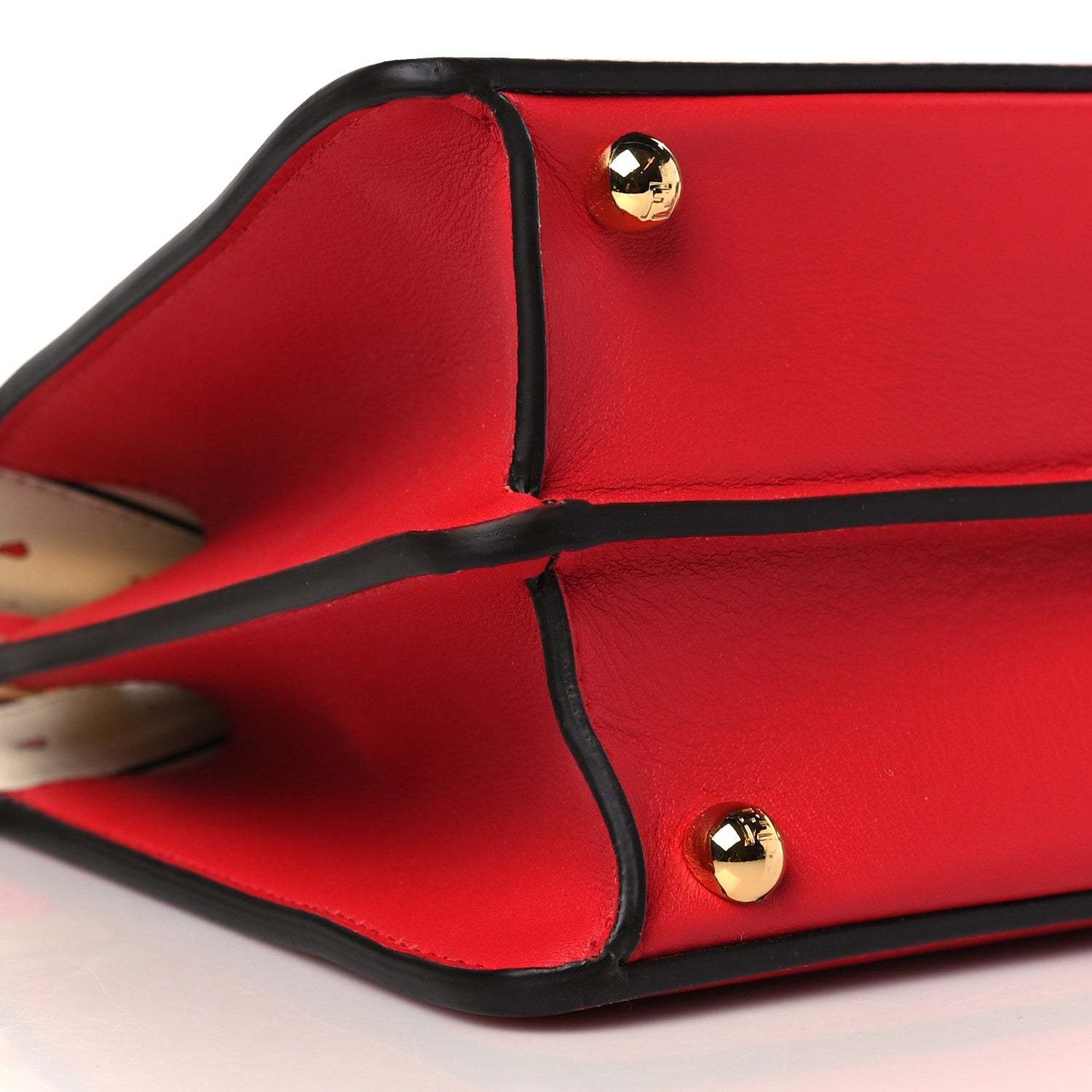 Fendi Vitello Seta Nappa Chinese Valentines Day Karligraphy Small Peekaboo I SEE U Satchel Rosso Cardinale Panna 8 of 9