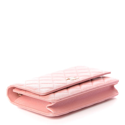 Chanel Iridescent Caviar Quilted Wallet on Chain WOC Rose Pink 3 of 10