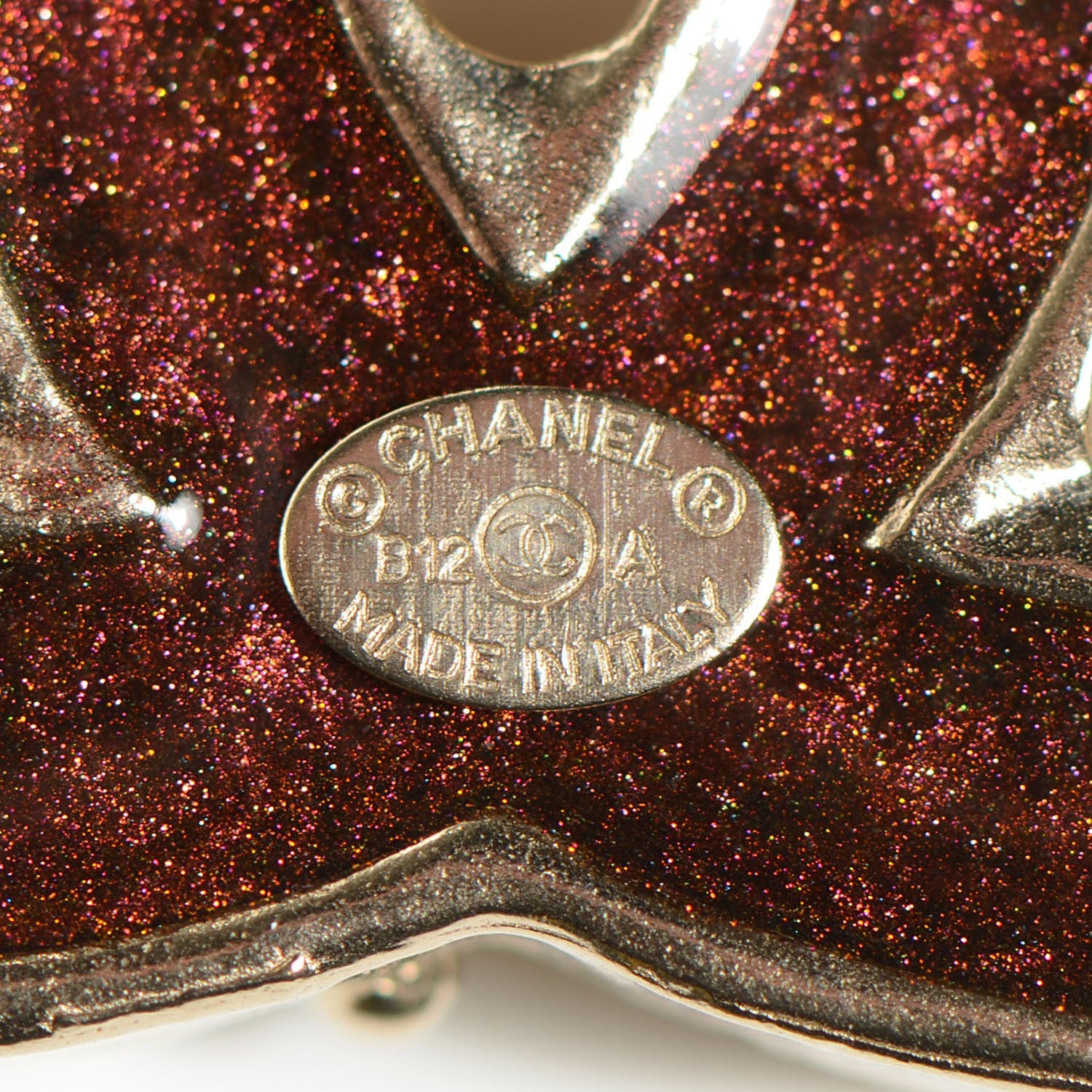 Chanel Enamel Gripoix Poured Glass CC Brooch Gold 5 of 5