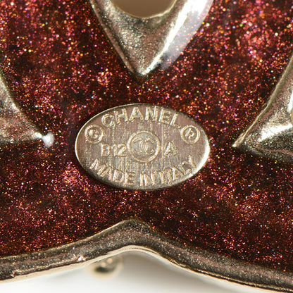 Chanel Enamel Gripoix Poured Glass CC Brooch Gold 5 of 5