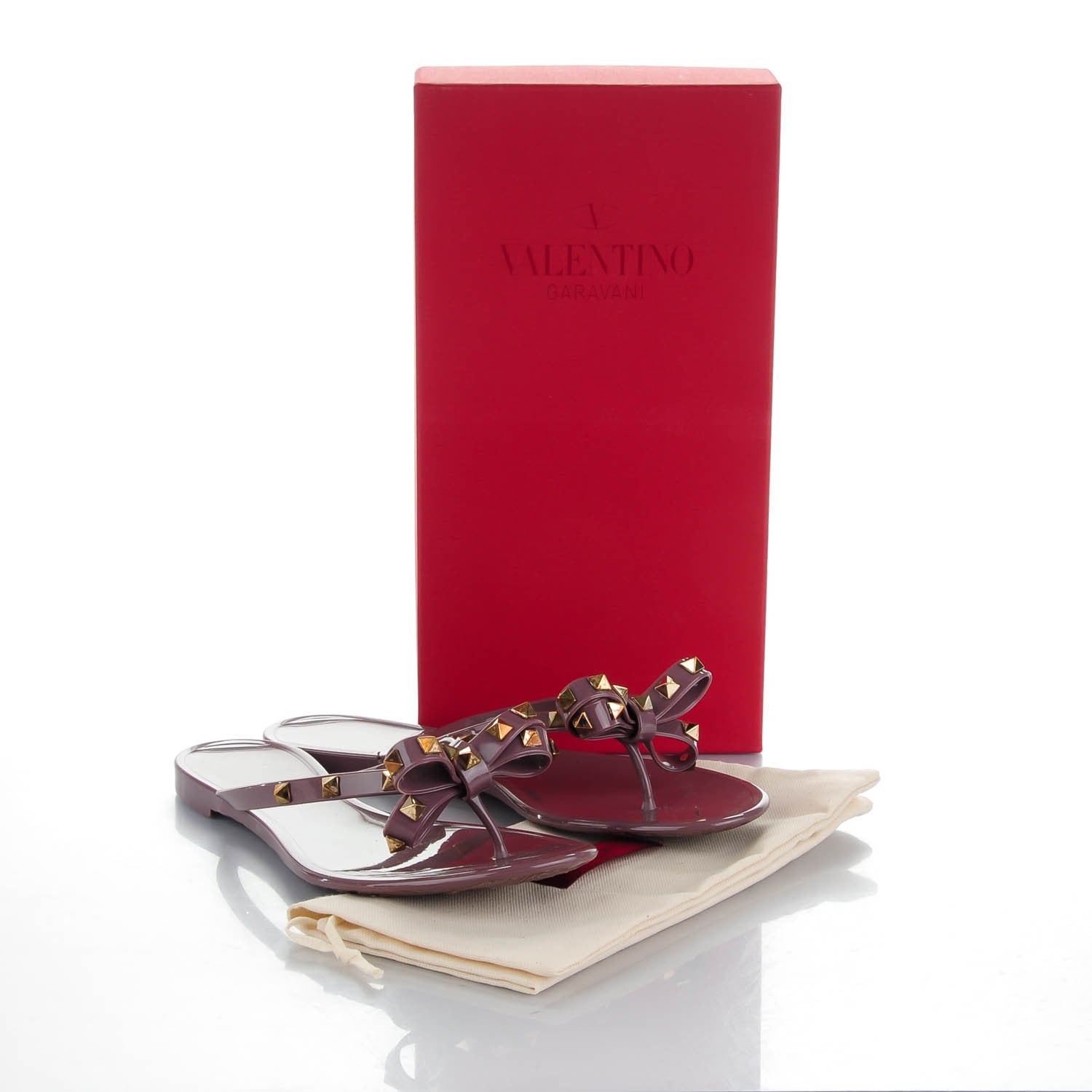 Valentino Garavani PVC Jelly Rockstud Bow Thong Sandals 40 Dark Mauve 7 of 7