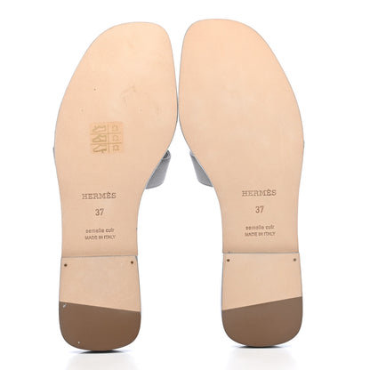 Hermes Epsom Oran Sandals 37 Bleu Glacier 4 of 4