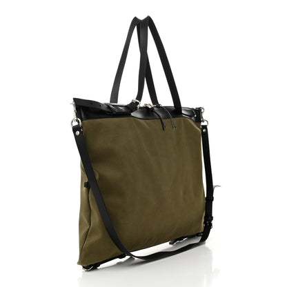 Saint Laurent Canvas Calfskin Gabardine Convertible ID Khaki Black 3 of 10