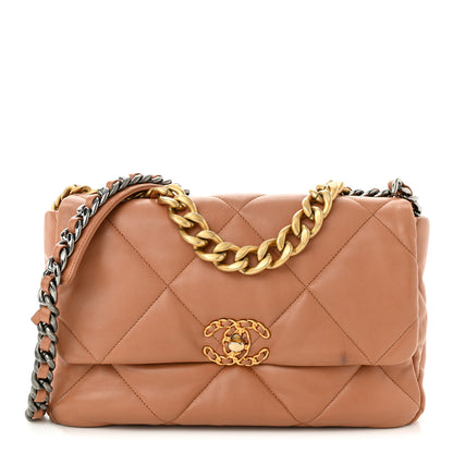 Chanel Lambskin Quilted Large Chanel 19 Flap Brown 1 of 13