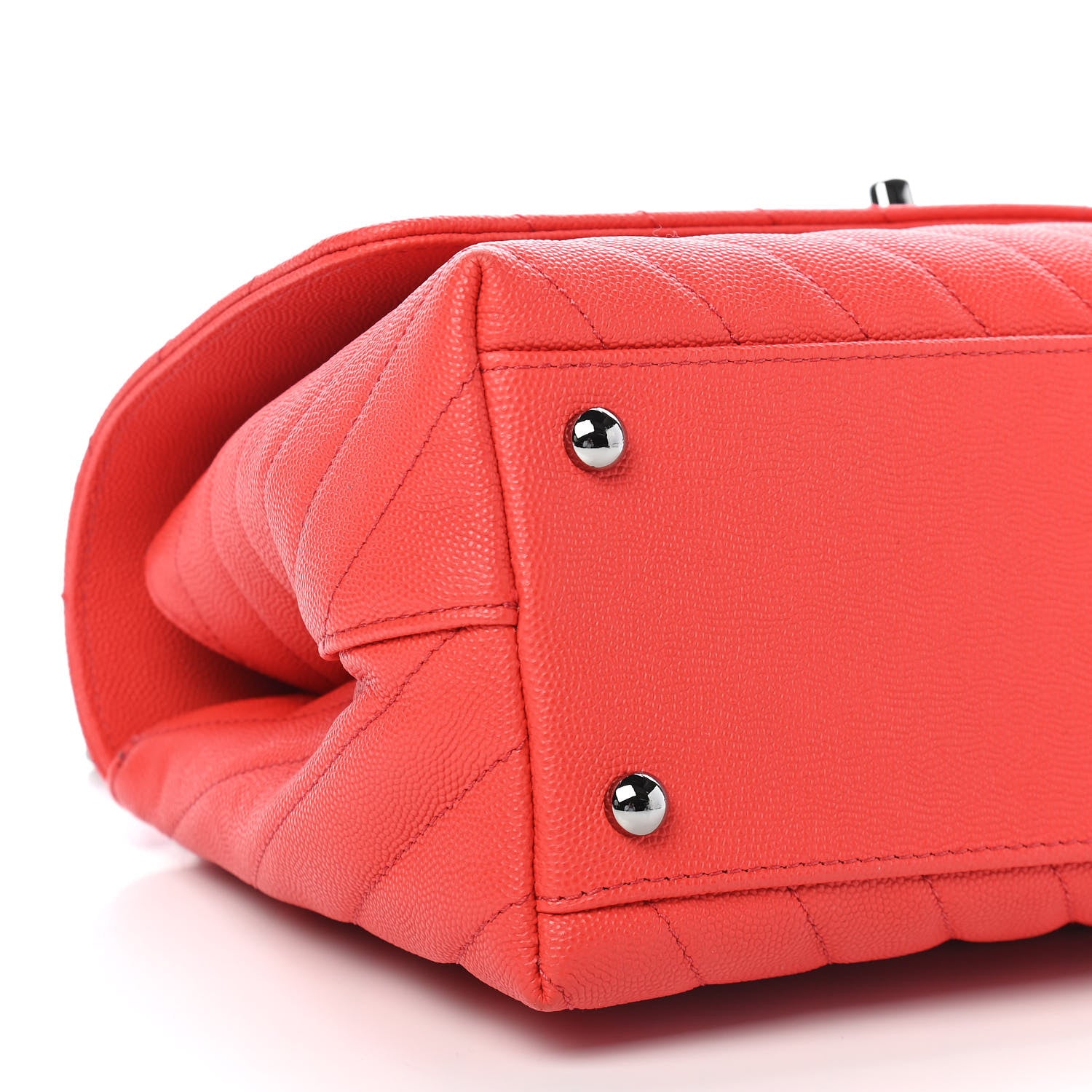 Chanel Caviar Chevron Quilted Small Coco Handle Flap Red 8 of 9