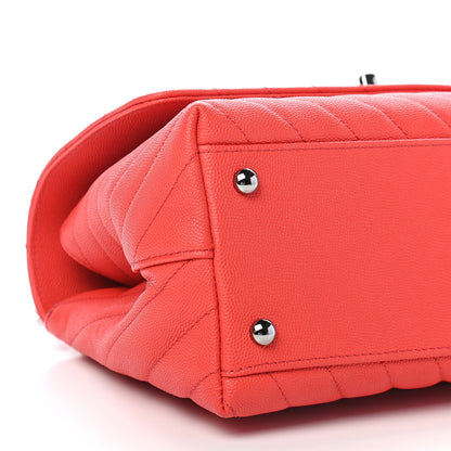 Chanel Caviar Chevron Quilted Small Coco Handle Flap Red 8 of 9