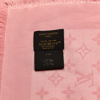 Louis Vuitton Silk Wool Monogram Denim Shawl Pink 4 of 4
