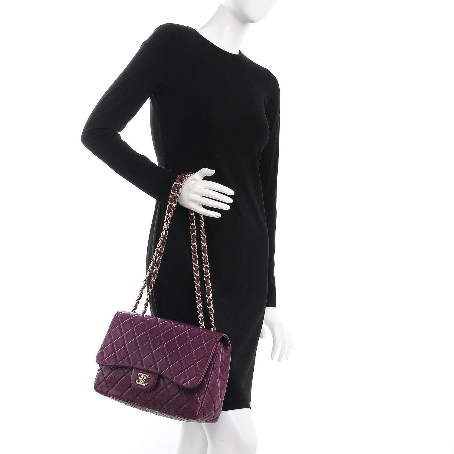 Chanel Lambskin Quilted Jumbo Single Flap Purple 2 of 15