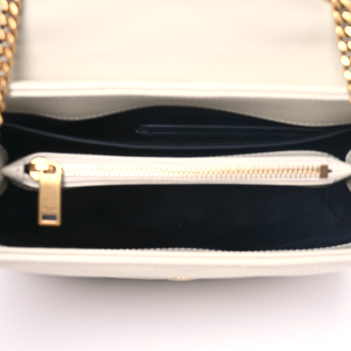 Calfskin Y Quilted Monogram Small Loulou Chain Satchel Blanc Vintage