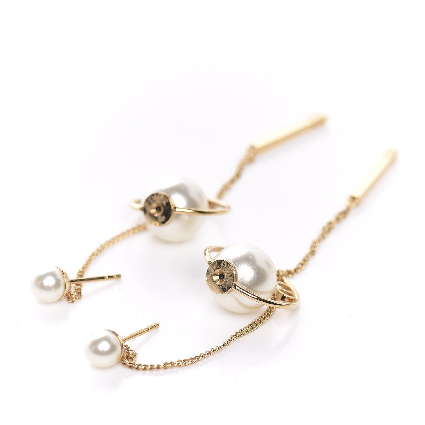 Pearl Tribales Dangle Chain Earrings Gold