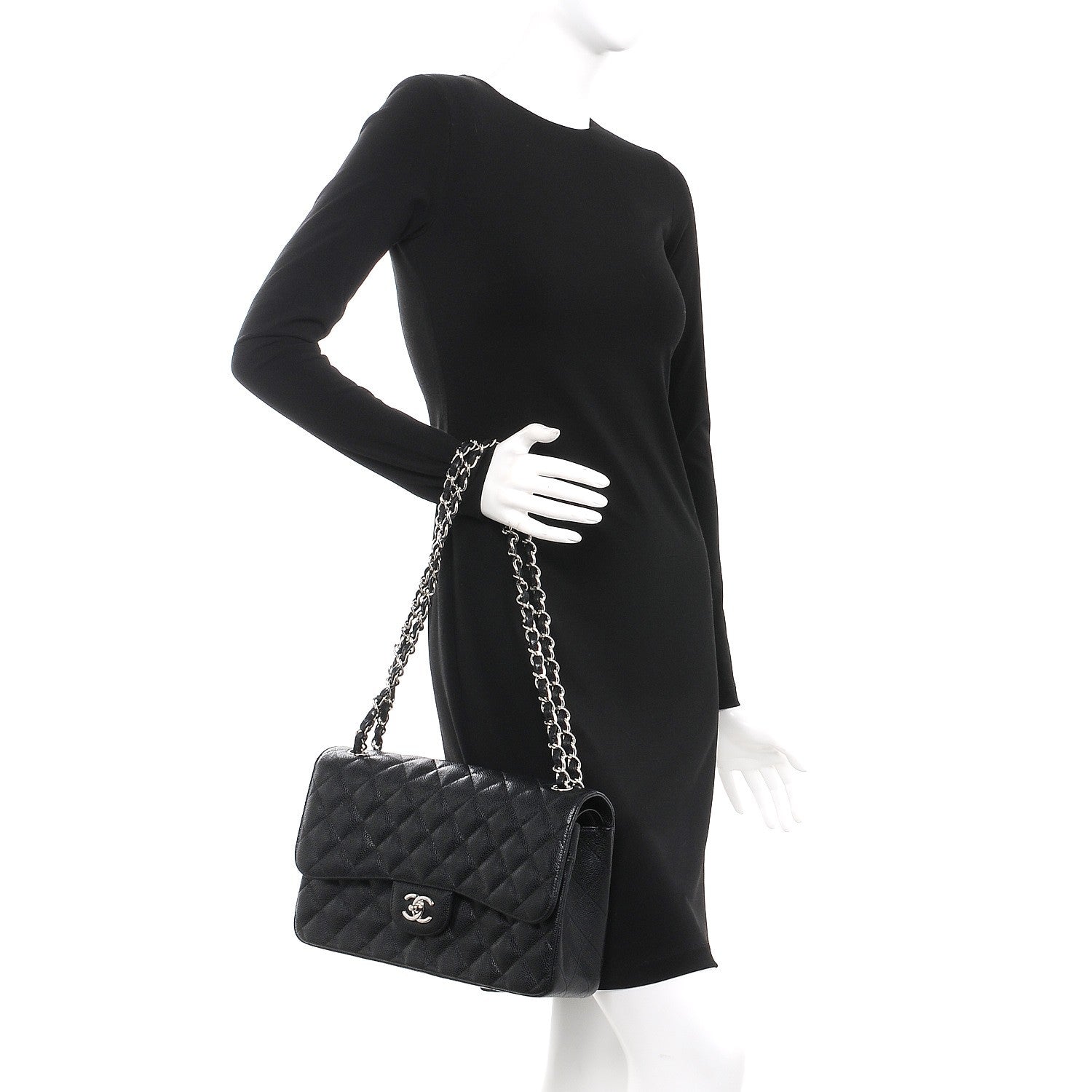 Chanel Caviar Quilted Jumbo Double Flap Black 2 of 9