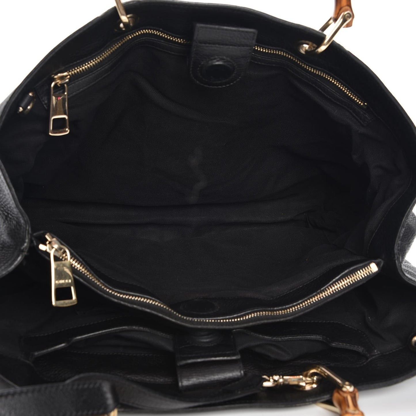 Calfskin Large Bamboo Shopper Tote Black