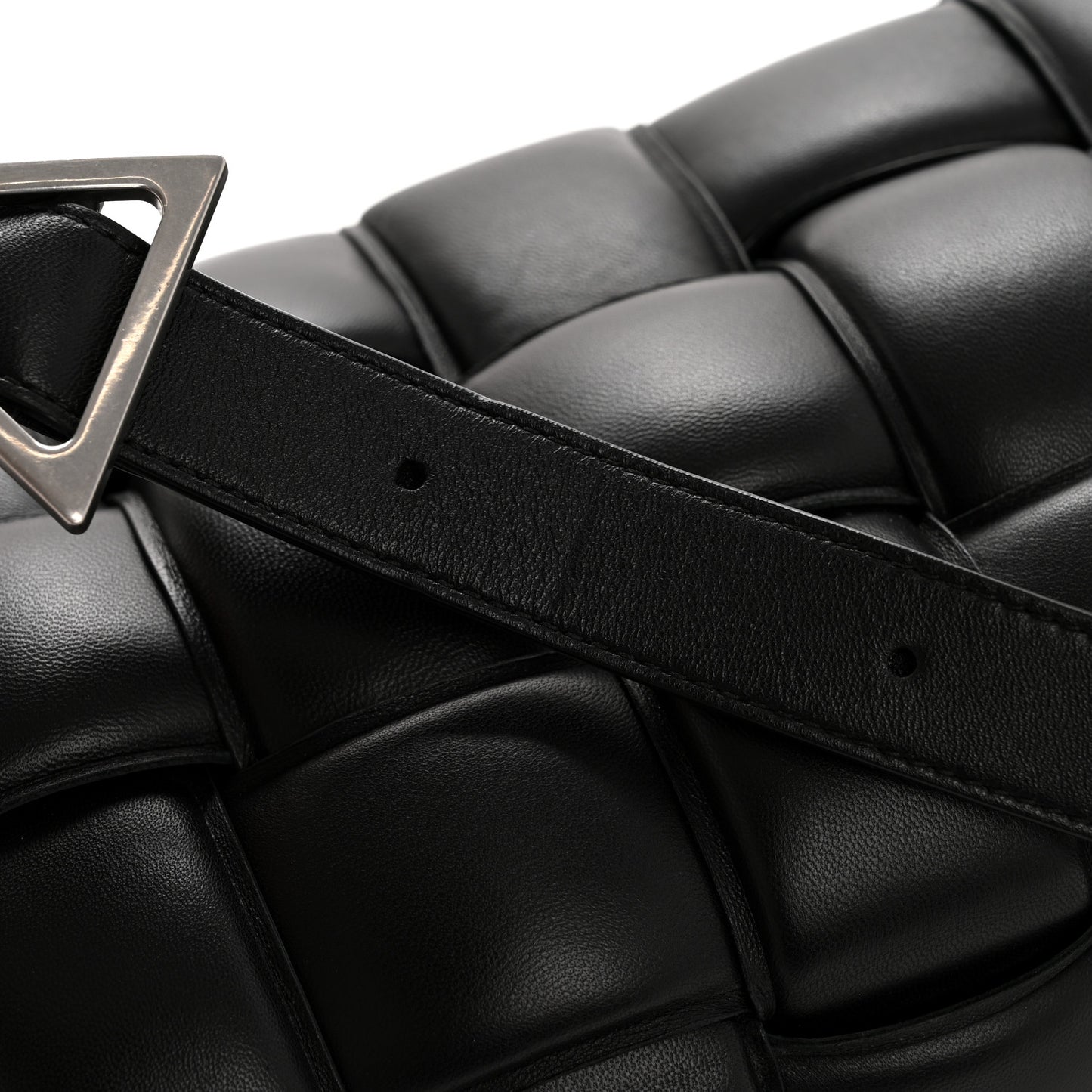 Nappa Maxi Intreccio Padded Cassette Crossbody Bag Black