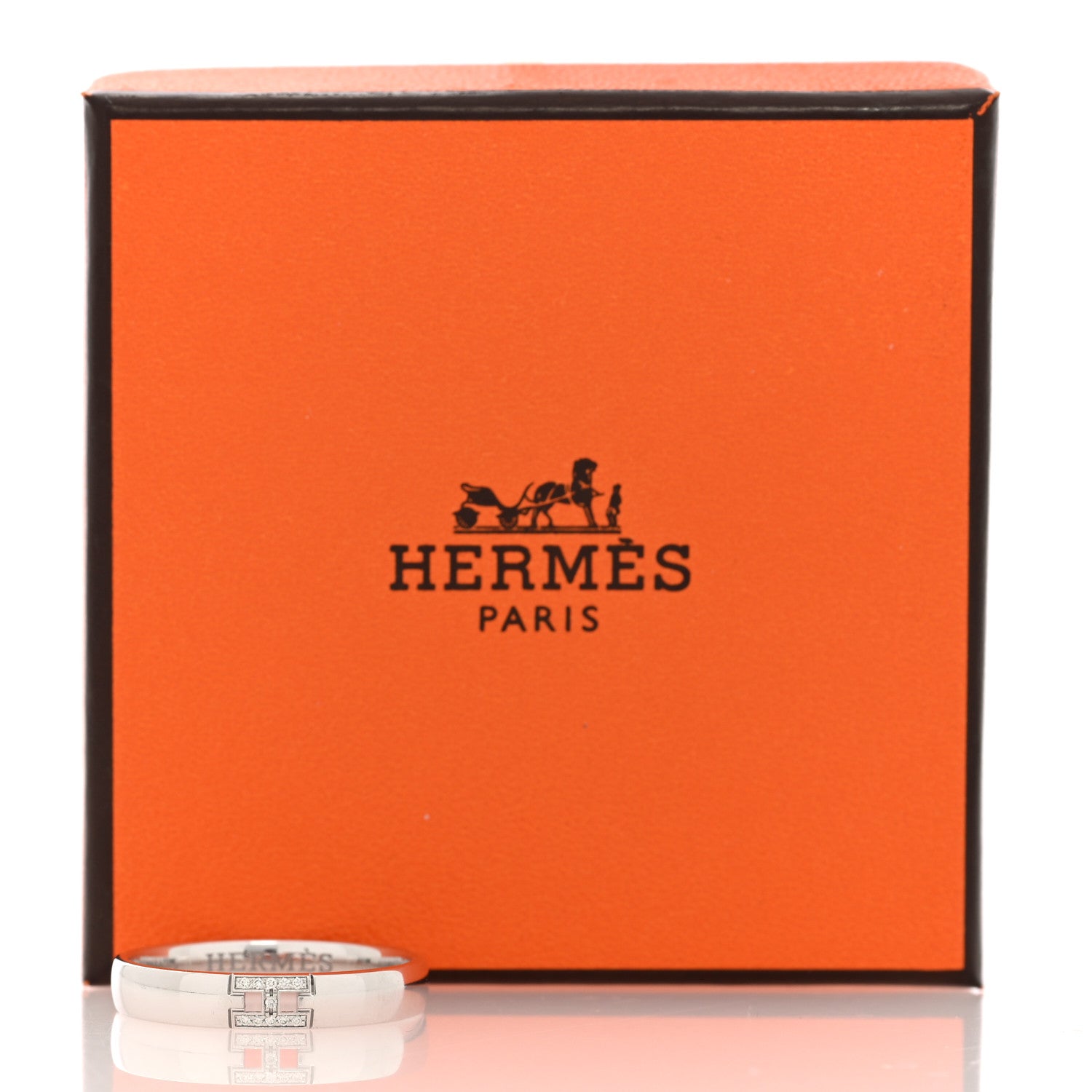 Hermes 18K White Gold Diamond Ever Herakles Wedding Band Ring 57 8 5 of 5