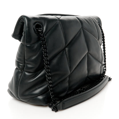 Saint Laurent Lambskin Quilted Monogram Monochrome Small Loulou Puffer Chain Satchel Black 3 of 11