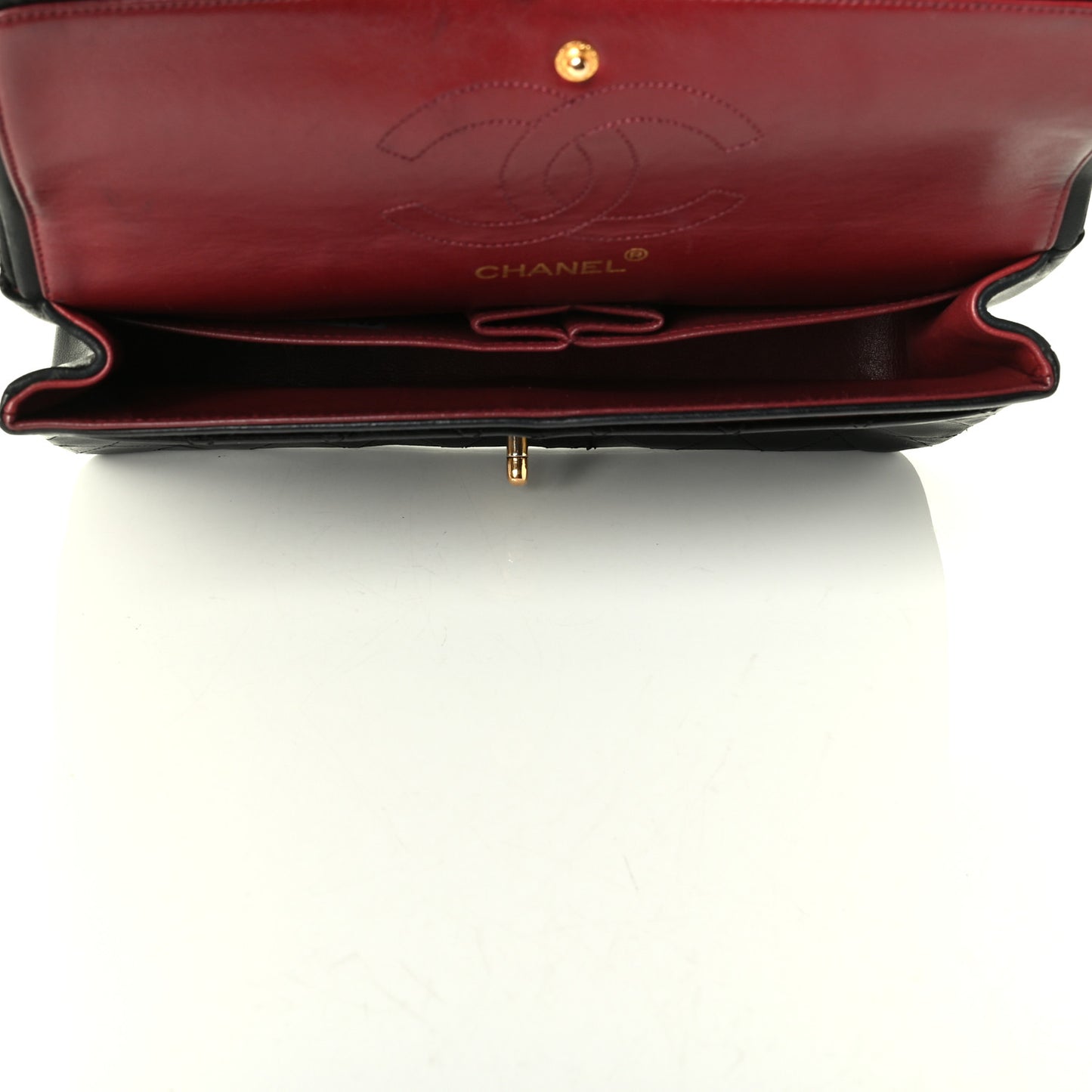 Lambskin Quilted Medium Double Flap Black