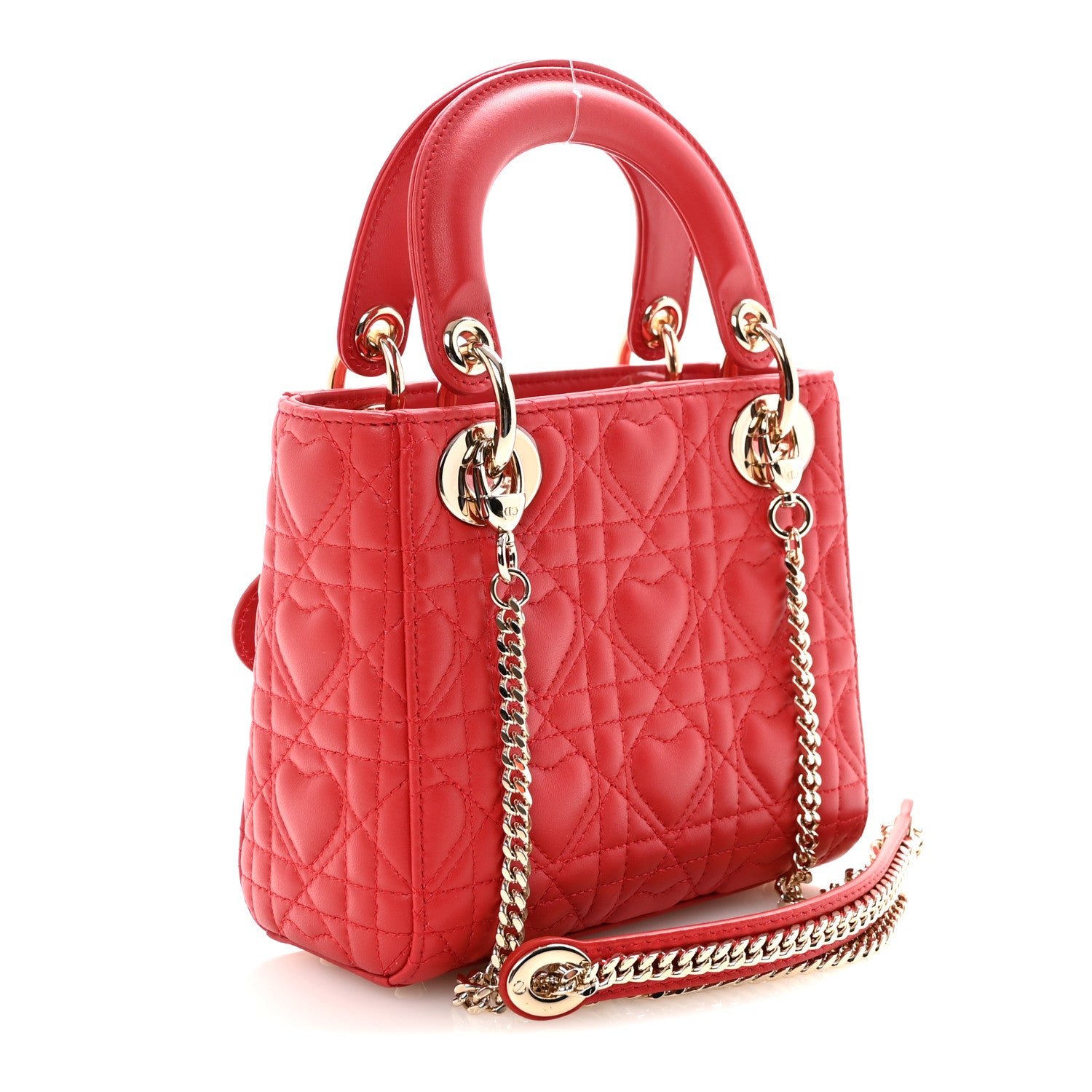 Christian Dior Calfskin Cannage Dioramour Mini Lady Dior Bag Bright Red 3 of 10