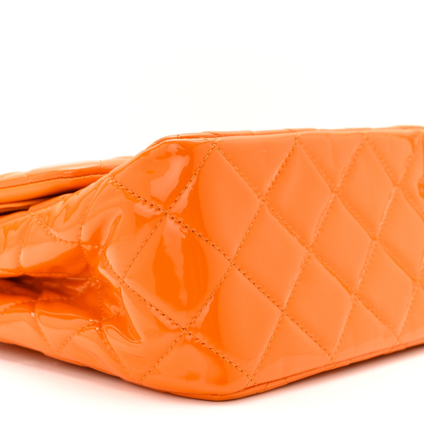 Patent Quilted Jumbo Double Flap Orange
