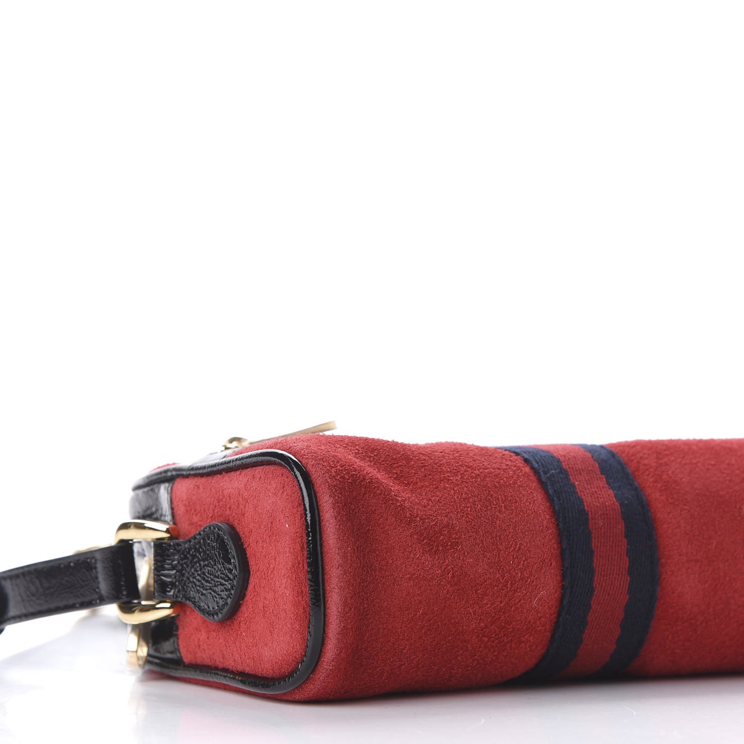 Suede Patent Web Mini Ophidia Shoulder Bag Red
