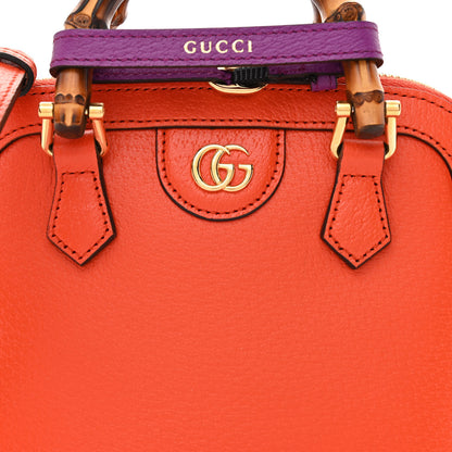 Gucci Textured Dollar Calfskin Mini Diana Dome Tote Bag Deep Orange Spicy Cyclamin 8 of 12