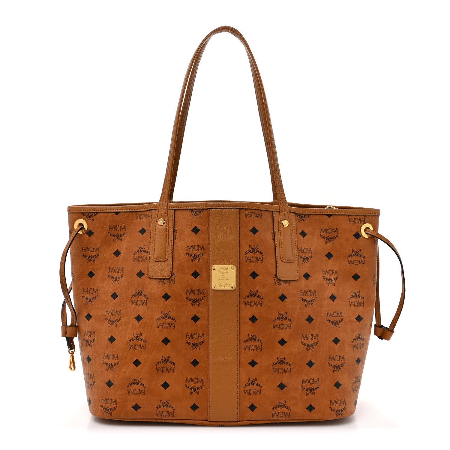 MCM Visetos Medium Liz Reversible Shopper Tote Cognac 1 of 19