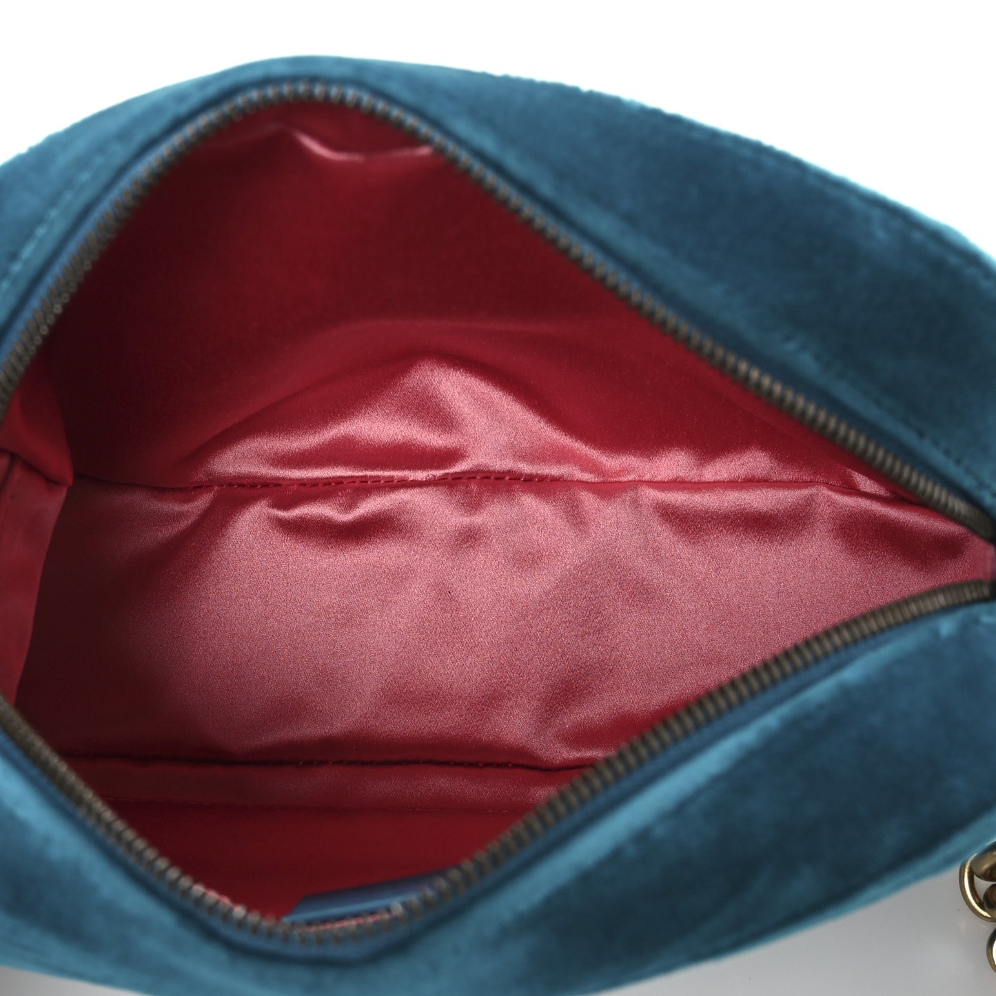 Velvet Matelasse Small GG Marmont Chain Shoulder Bag Pavone Cyan